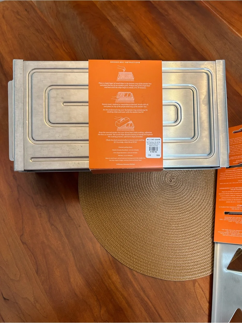 Williams-Sonoma Stainless Steel Smoker Box & Potato Grilling Rack New in Box